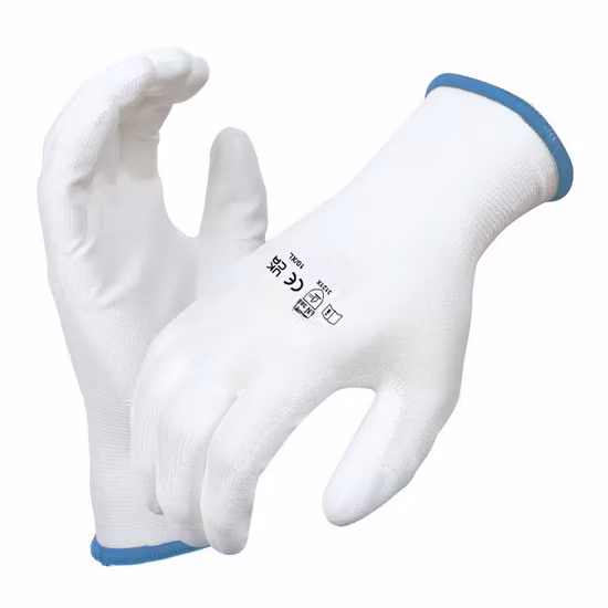 13 Polyester White PU Palm Coated Household Electric Hand Work Gloves