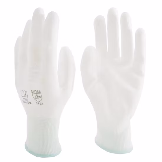 13 Polyester White PU Palm Coated Household Electric Hand Work Gloves