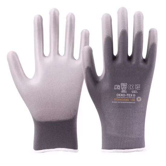 13 Polyester White PU Palm Coated Household Electric Hand Work Gloves