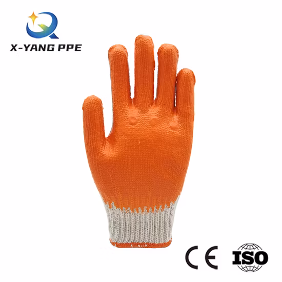 Factoryshop Cotton / Poly Liner Latex / Rubber Non Slip Palm Coated Work Safety Hand Protective Garden Reusable Construction Working Gloves