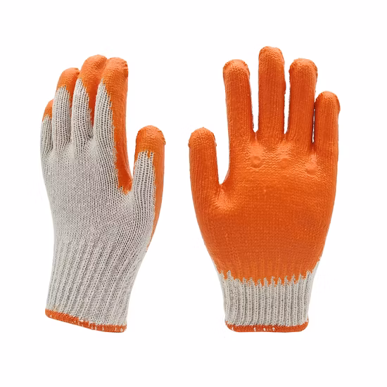 Factoryshop Cotton / Poly Liner Latex / Rubber Non Slip Palm Coated Work Safety Hand Protective Garden Reusable Construction Working Gloves