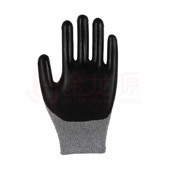 Seamless Knitted Nitrile Coated PU Cut Resistant Hand Safety Gloves for Industry Work