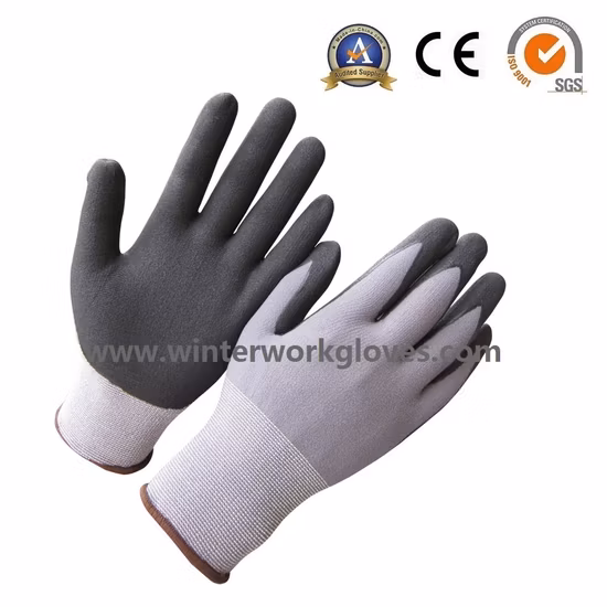 Protective Nylon Spandex Super Flex Sandy Nitrile Safety Work Gloves