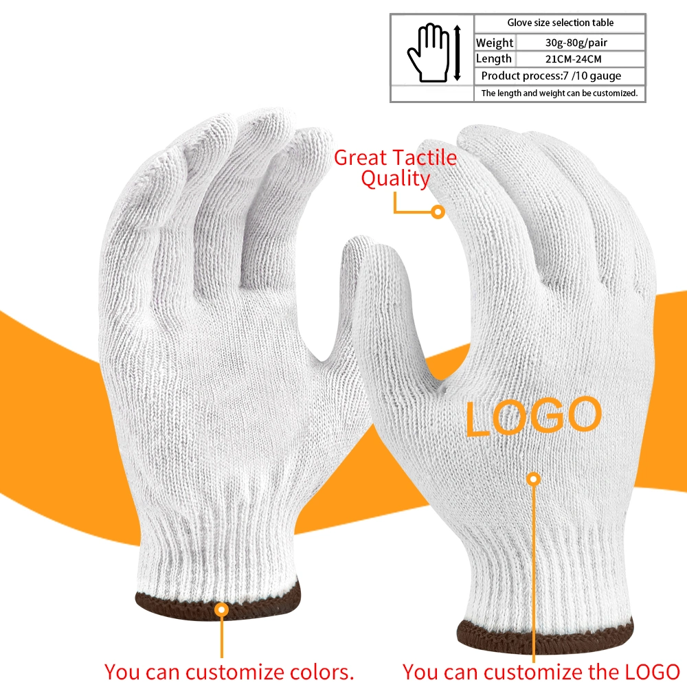 China Wholesale 30g-80g/Pair Industrial/Constrcution Working Guantes Safety Work Knitted Cotton Gloves