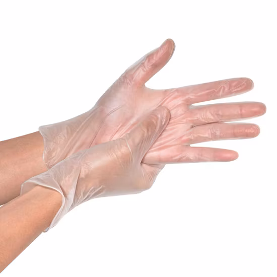 Disposable Gloves, Box of 100PCS, Clear Vinyl Gloves Latex-Free, Powder Free Health Gloves for Kitchen Cooking Food Handling