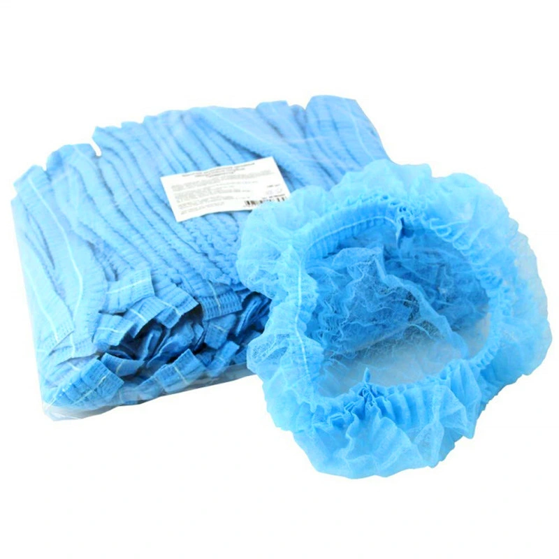 High-Quality Protective Disposable Non Woven Blue Color Bouffant Clip Mob Cap