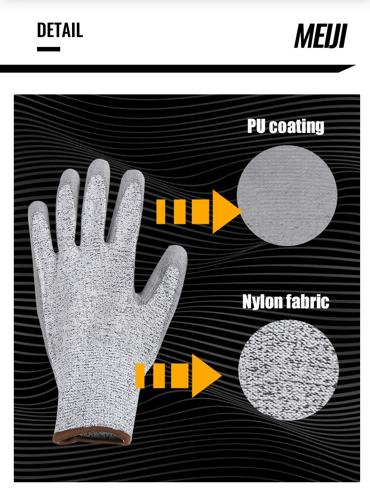 Seamless Knitted Nitrile Coated PU Cut Resistant Hand Safety Gloves for Industry Work