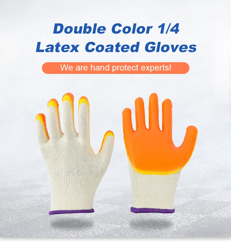 Factory Direct Cotton Gloves Smooth Latex Rubber Palm Coated Rough Grip Safety Working Gloves