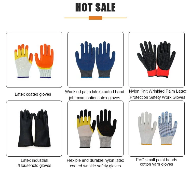 Factory Direct Cotton Gloves Smooth Latex Rubber Palm Coated Rough Grip Safety Working Gloves