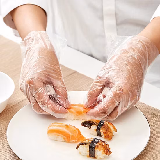 Disposable Gloves, Box of 100PCS, Clear Vinyl Gloves Latex-Free, Powder Free Health Gloves for Kitchen Cooking Food Handling