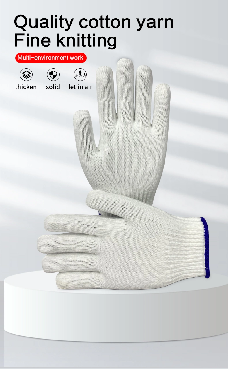 China Wholesale 30-60g/Pairs White Cotton Knitted Glove Safety Work Labor Gloves for Garden
