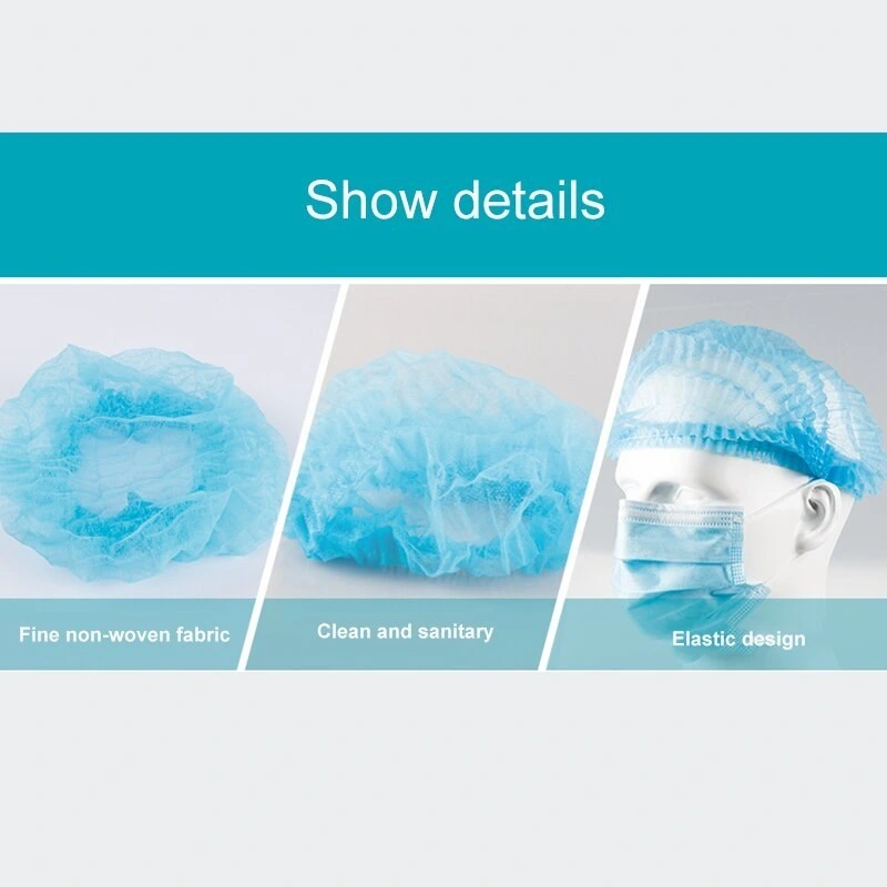 High Thickness Disposable Double Elastic PP Non Woven Bouffant Mob Cap for Doctor and Nurse
