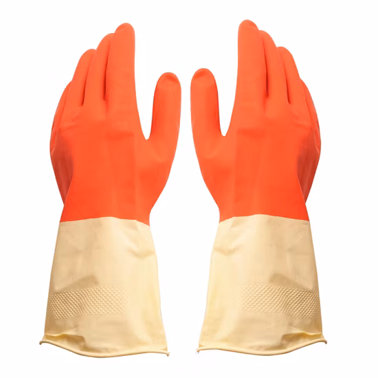 Custom Women Natural Anti Slip Reusable Latex Rubber Household Kithchen Dish Washing Clean Safety Work Hand Waterproof Gloves Factory Price Luvas Guantes CE 212