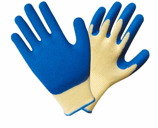Factoryshop En388 10g Cotton Knitted Liner Latex Crinkle / Wrinkle Grip Coated Construction Safety Work Labor Industrial Garden Working Gloves