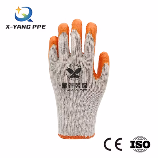 Factoryshop Cotton / Poly Liner Latex / Rubber Non Slip Palm Coated Work Safety Hand Protective Garden Reusable Construction Working Gloves