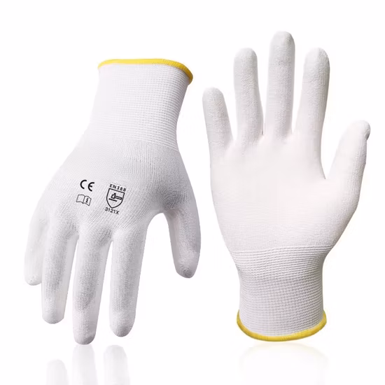 13 Polyester White PU Palm Coated Household Electric Hand Work Gloves